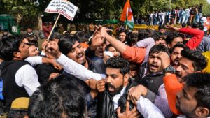 Indian Youth Congress today, staged a protest against NDA Government and Prime Minister Narendra Modi on looting the Nation.