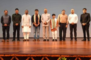 President Ram Nath Kovind along with V.President Venkaiah Naidu present at the screening of the film based on PM Modi