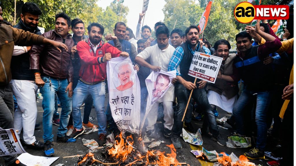 Indian Youth Congress today, staged a protest against NDA Government and  Prime Minister Narendra Modi on looting the Nation. – AA News