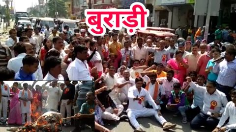बुराड़ी रैली , पैदल मार्च फिर पुतला दहन